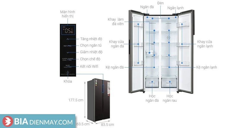 Tủ lạnh Toshiba Inverter 460 lít GR-RS600WI-PMV(49)-SL - Thông số