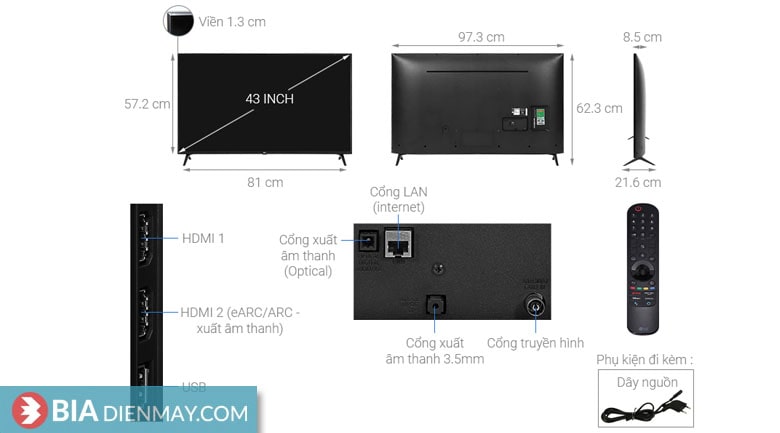 Smart Tivi LG 4K 43 inch 43UP7550PTC - thông số