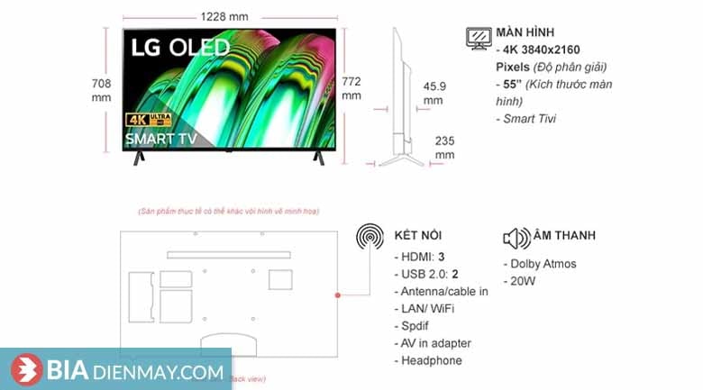 Tivi LG 55 inch 55A2PSA - thông số