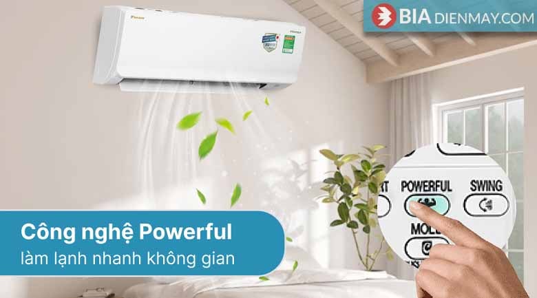 Điều hòa Daikin 12000 BTU FTF35XAV1V - Powerful làm lạnh nhanh chóng