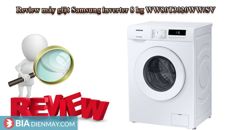 Review máy giặt Samsung inverter 8 kg WW80T3020WW/SV