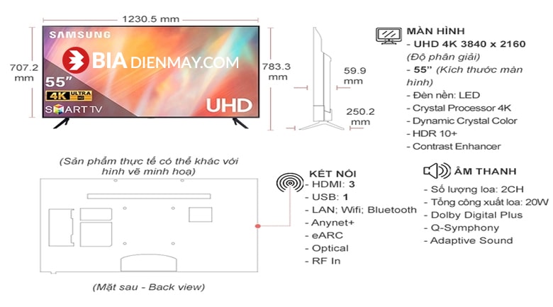 Tivi Samsung UA55AU7000 4K 55 inch